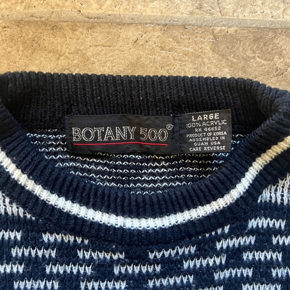 Vtg 90s Botany 500 Sweater Black Fair Isle Slouchy Grandpa Grunge Goth Classic - Picture 2 of 7